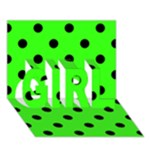 Polka Dots - Black on Neon Green GIRL 3D Greeting Card (7x5)