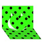 Polka Dots - Black on Neon Green Heart 3D Greeting Card (7x5)