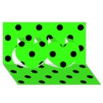 Polka Dots - Black on Neon Green Twin Hearts 3D Greeting Card (8x4)