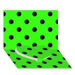 Polka Dots - Black on Neon Green Heart Bottom 3D Greeting Card (7x5)