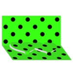 Polka Dots - Black on Neon Green Twin Heart Bottom 3D Greeting Card (8x4)