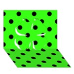 Polka Dots - Black on Neon Green Clover 3D Greeting Card (7x5)