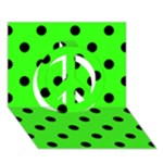 Polka Dots - Black on Neon Green Peace Sign 3D Greeting Card (7x5)