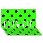 Polka Dots - Black on Neon Green BEST SIS 3D Greeting Card (8x4)