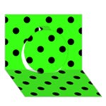 Polka Dots - Black on Neon Green Circle 3D Greeting Card (7x5)