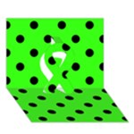 Polka Dots - Black on Neon Green Ribbon 3D Greeting Card (7x5)