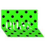 Polka Dots - Black on Neon Green HUGS 3D Greeting Card (8x4)