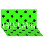 Polka Dots - Black on Neon Green ENGAGED 3D Greeting Card (8x4)