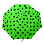 Polka Dots - Black on Neon Green Folding Umbrella