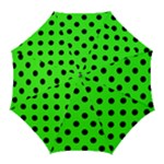 Polka Dots - Black on Neon Green Golf Umbrella