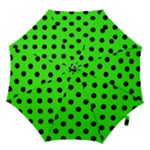 Polka Dots - Black on Neon Green Hook Handle Umbrella (Large)