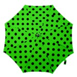 Polka Dots - Black on Neon Green Hook Handle Umbrella (Small)