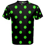 Polka Dots - Neon Green on Black Men s Cotton Tee