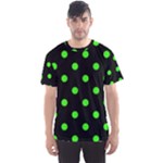 Polka Dots - Neon Green on Black Men s Sport Mesh Tee