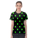 Polka Dots - Neon Green on Black Women s Sport Mesh Tee