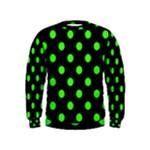 Polka Dots - Neon Green on Black Kid s Sweatshirt