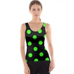 Polka Dots - Neon Green on Black Tank Top