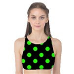 Polka Dots - Neon Green on Black Tank Bikini Top