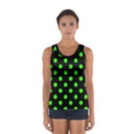 Polka Dots - Neon Green on Black Women s Sport Tank Top