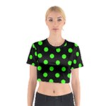 Polka Dots - Neon Green on Black Cotton Crop Top