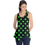 Polka Dots - Neon Green on Black Sleeveless Tunic