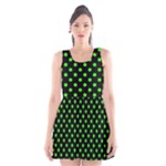 Polka Dots - Neon Green on Black Scoop Neck Skater Dress