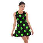 Polka Dots - Neon Green on Black Cotton Racerback Dress