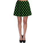 Polka Dots - Neon Green on Black Skater Skirt