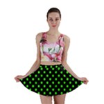 Polka Dots - Neon Green on Black Mini Skirt