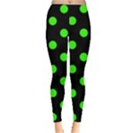 Polka Dots - Neon Green on Black Women s Leggings