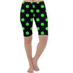 Polka Dots - Neon Green on Black Cropped Leggings