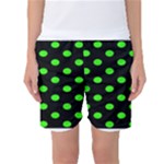 Polka Dots - Neon Green on Black Women s Basketball Shorts