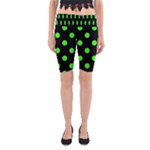 Polka Dots - Neon Green on Black Yoga Cropped Leggings