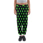 Polka Dots - Neon Green on Black Women s Jogger Sweatpants