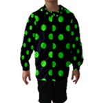 Polka Dots - Neon Green on Black Hooded Wind Breaker (Kids)