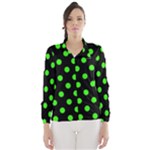 Polka Dots - Neon Green on Black Wind Breaker (Women)