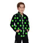 Polka Dots - Neon Green on Black Wind Breaker (Kids)