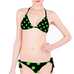 Polka Dots - Neon Green on Black Bikini Set