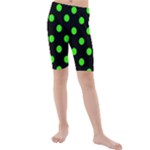 Polka Dots - Neon Green on Black Kid s Mid Length Swim Shorts