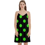 Polka Dots - Neon Green on Black Women s Reversible Sports Bra with Border