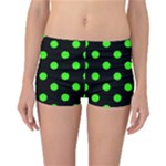 Polka Dots - Neon Green on Black Reversible Boyleg Bikini Bottoms