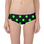 Polka Dots - Neon Green on Black Classic Bikini Bottoms