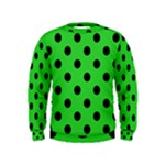 Polka Dots - Black on Lime Green Kid s Sweatshirt