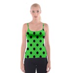 Polka Dots - Black on Lime Green Spaghetti Strap Top