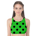 Polka Dots - Black on Lime Green Tank Bikini Top