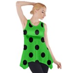 Polka Dots - Black on Lime Green Side Drop Tank Tunic