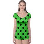 Polka Dots - Black on Lime Green Boyleg Leotard (Ladies)