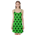 Polka Dots - Black on Lime Green Satin Night Slip