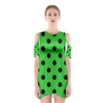 Polka Dots - Black on Lime Green Women s Cutout Shoulder Dress