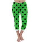 Polka Dots - Black on Lime Green Capri Winter Leggings